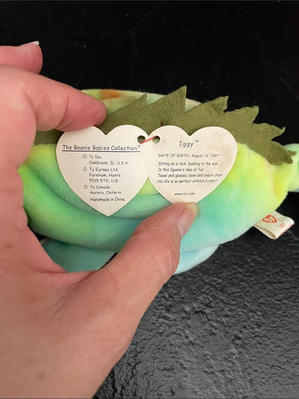 1997 Iggy Ty Beanie Baby Rainbow Chameleon Plush - Green Multicolor